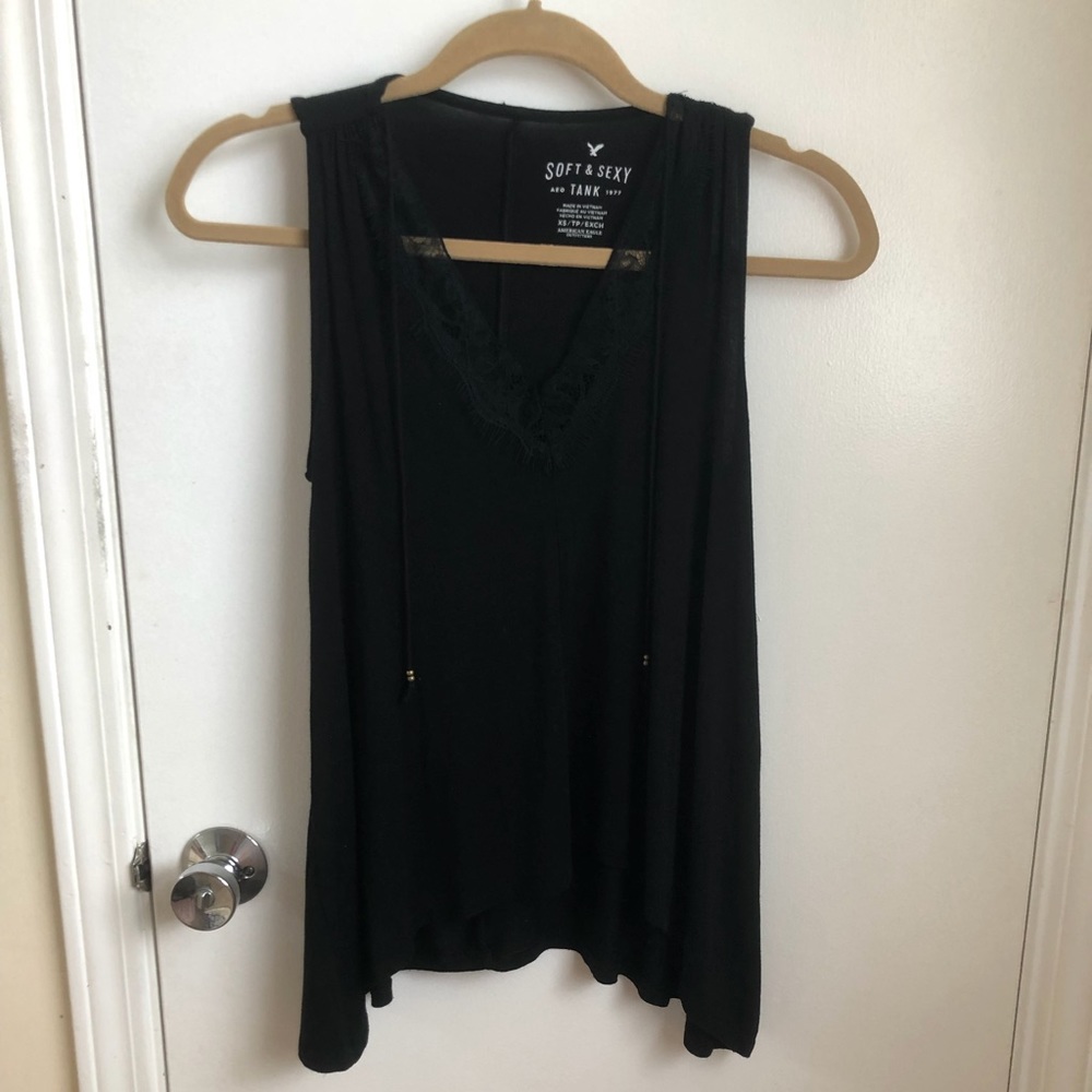 American Eagle Aerie Soft and Sexy Black Lace Tank